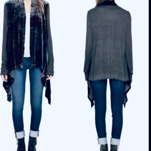 Johnny Was Velvet Teal Drape Open Front Sweater Cardigan In Team Size XS - Picture 4 of 13